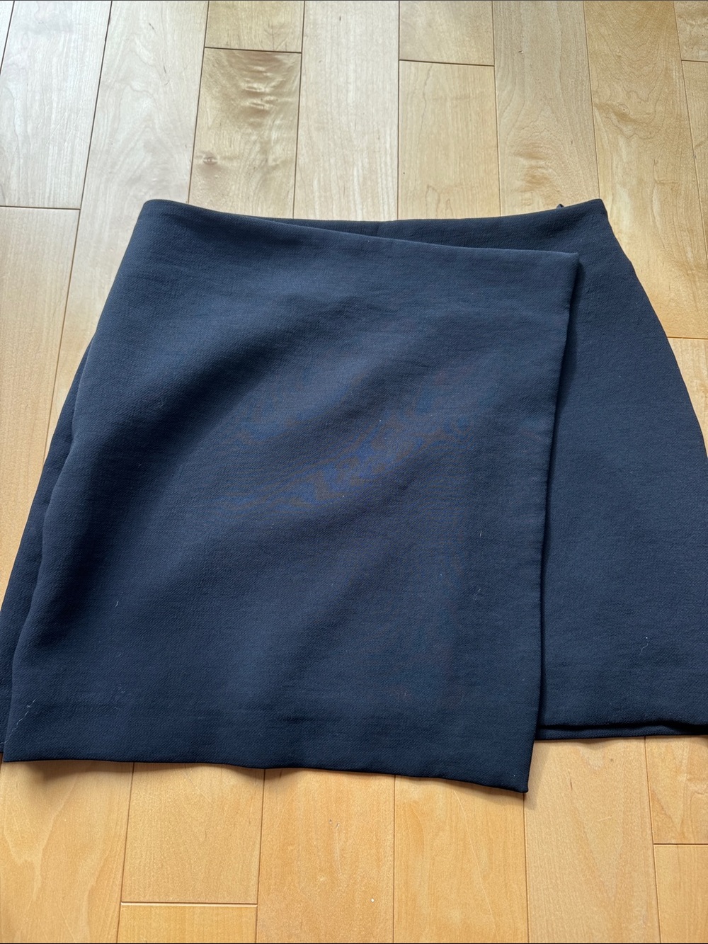 Aritzia Black Wrap-Front Mini Skirt
